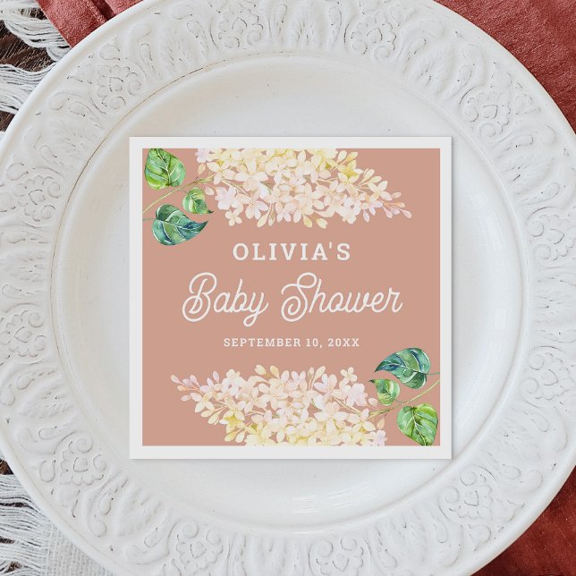 Serviette En Papier Baby shower de jardin fleuri rose pastel (Créateur téléchargé)