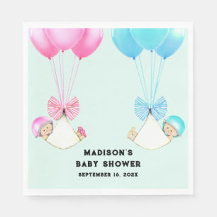 Serviette En Papier baby shower de jumeaux personnalisé