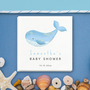 Serviette En Papier Baby shower de la baleine d'aquarelle