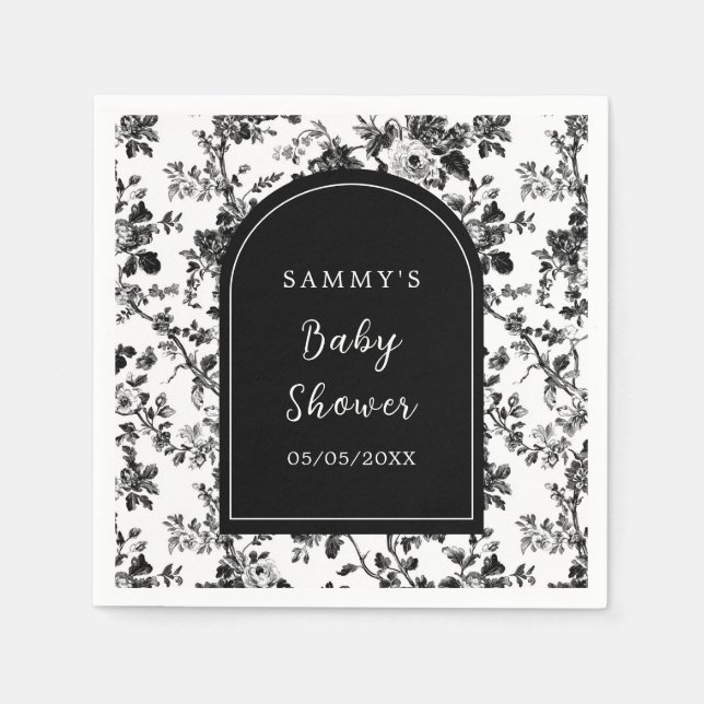 Serviette En Papier Baby shower de la Chine antique noire (Devant)