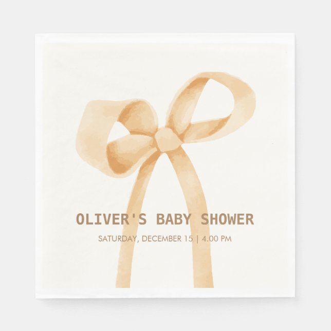 Serviette En Papier Baby shower de la courbe simple neutre entre les s (Devant)