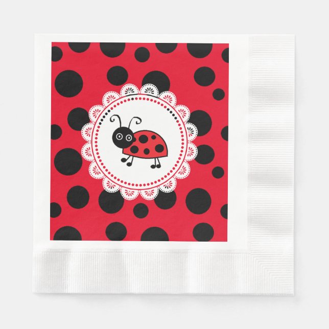 Serviette En Papier Baby shower de la fille Red Ladybug (Devant)