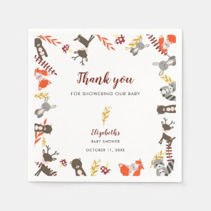 Serviette En Papier Baby Shower de la Forêt Cute Remerciement d'Automn