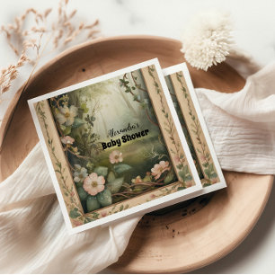 Serviette En Papier Baby shower de la Forêt Florale Magique
