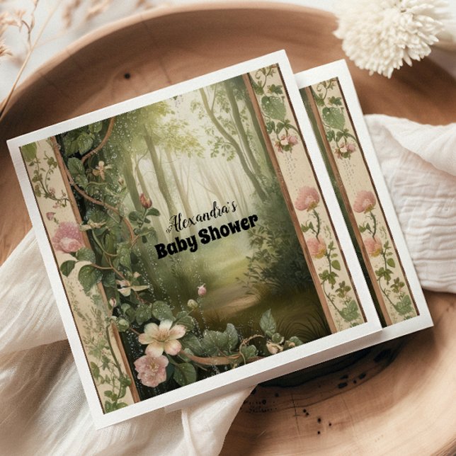 Serviette En Papier Baby shower de la Forêt Florale Magique (Créateur téléchargé)