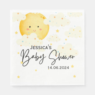 Serviette En Papier Baby shower de la lune et des étoiles