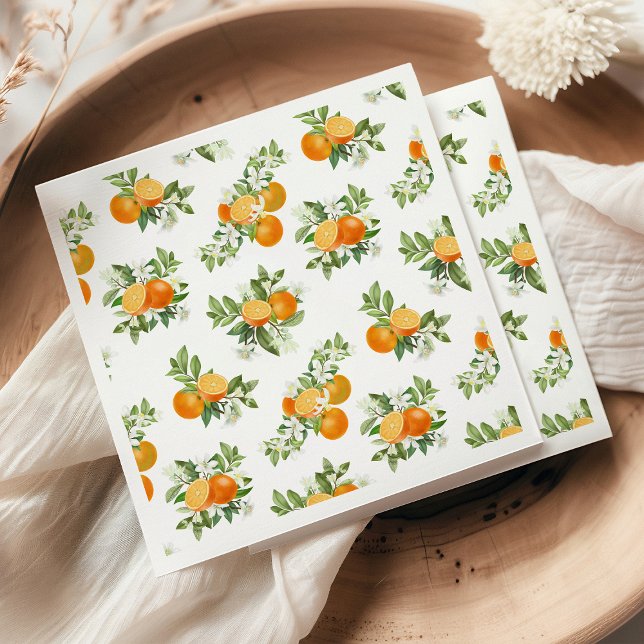 Serviette En Papier Baby shower de la Petite Cutie Orange Citrus (Créateur téléchargé)