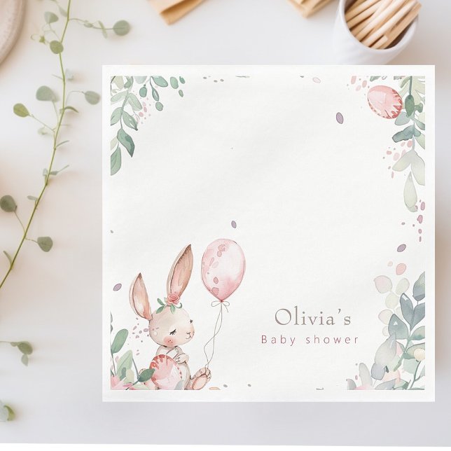 Serviette En Papier Baby shower de lapin doux (Créateur téléchargé)