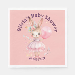 Serviette En Papier Baby shower de lapin rose mignon