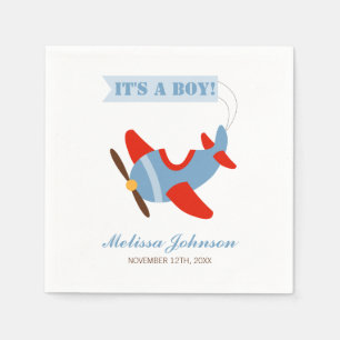 Serviette En Papier Baby shower de l'avion Red Blue Boy