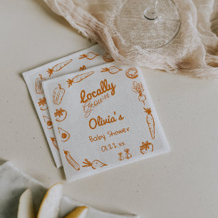 Serviette En Papier Baby shower de légumes de culture locale dessinés 