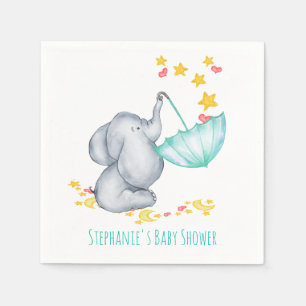 Serviette En Papier Baby shower de l'éléphant de bébé qui tombe de