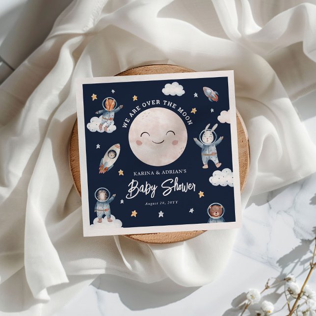 Serviette En Papier Baby shower de l'espace animal boisé mignon (Créateur téléchargé)