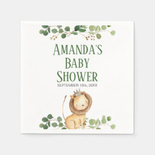 Serviette En Papier Baby shower de Lion Prince Greenery
