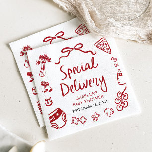 Serviette En Papier Baby shower de livraison spécial Pizza à main roug