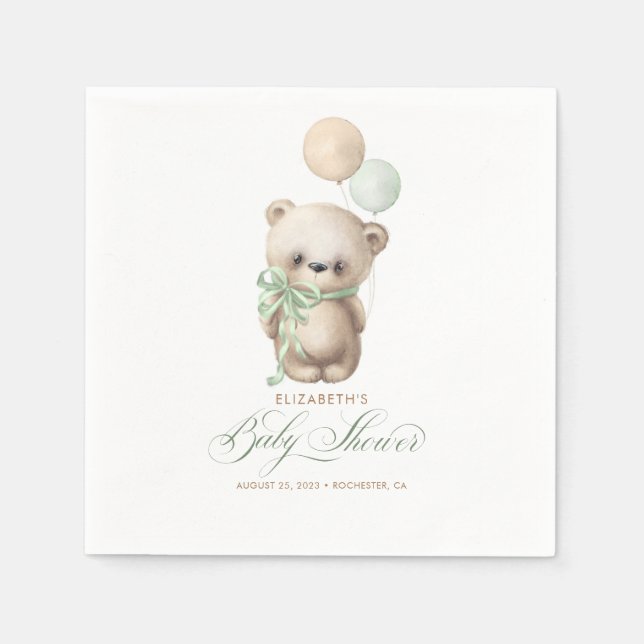 Serviette En Papier Baby shower de l'ours Brown en peluche (Devant)
