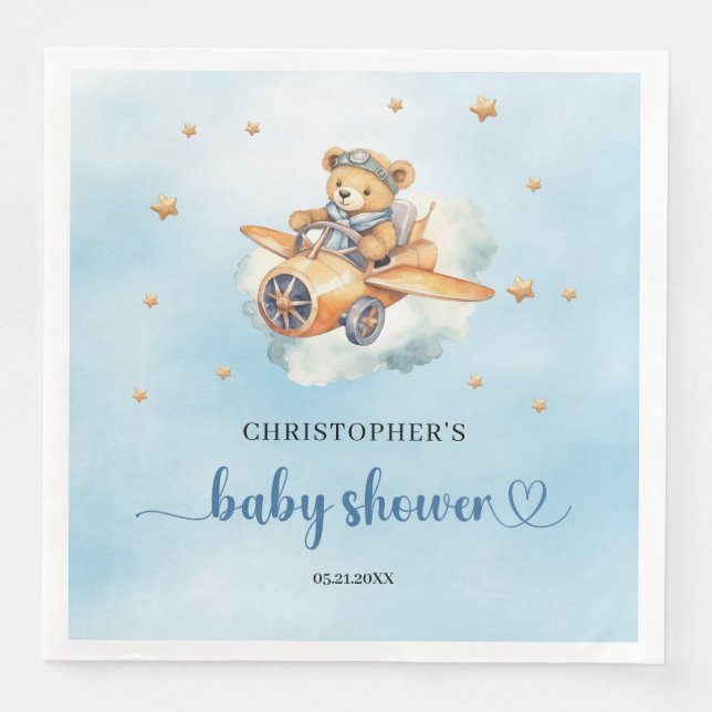 Serviette En Papier Baby shower de l'ours en peluche (Devant)