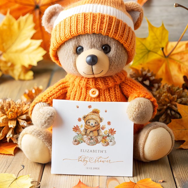 Serviette En Papier Baby shower de l'ours en peluche d'automne (Créateur téléchargé)