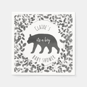 Serviette En Papier Baby shower de l'ourson noir et blanc