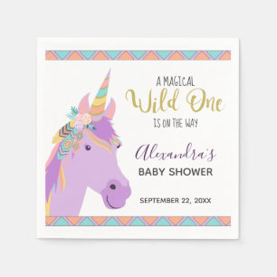 Serviette En Papier Baby shower de l'Unicorne magique sauvage d'un mou
