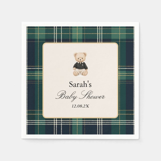Serviette En Papier Baby shower de luxe garçon (Devant)