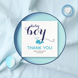 Serviette En Papier Baby shower de Merci à thème océanique bleu mignon