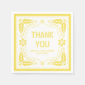 Serviette En Papier Baby shower de Merci de papillon jaune
