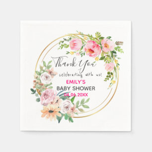 Serviette En Papier Baby shower de Merci de  rose fleuri