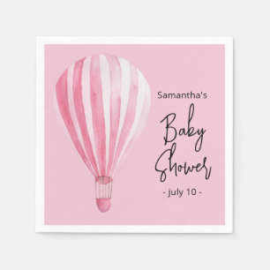 Serviette En Papier Baby shower de montgolfière rose