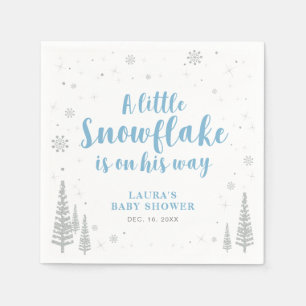 Serviette En Papier Baby shower de neige Silver & Blue Winter Wonderla