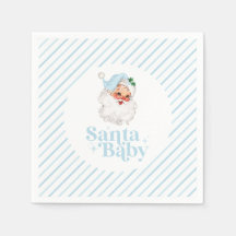 Baby shower de Noël Bébé Retro Blue Père Noël