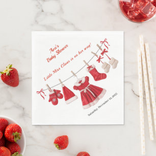 Serviette En Papier Baby shower de Noël   Père Noël Vêtements rouge et