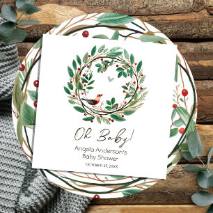 Serviette En Papier Baby shower de Noël Wreath Berry
