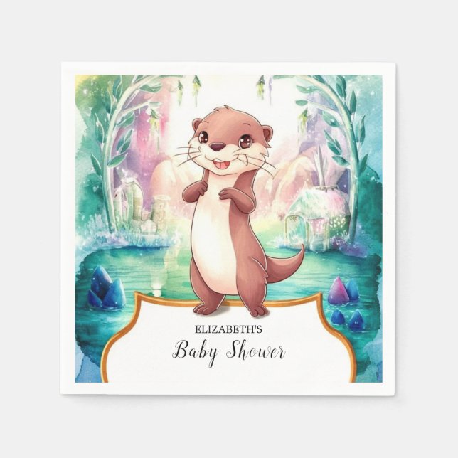Serviette En Papier Baby shower de Otter Whimsical (Devant)