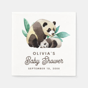 Serviette En Papier Baby shower de panda aquarelle. Bêtes d'ours