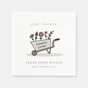 Serviette En Papier Baby shower de panier floral gris cultivé localeme