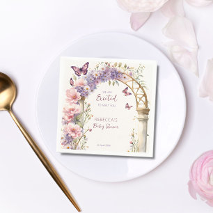 Serviette En Papier Baby shower de papillons pastel de jardin enchanté