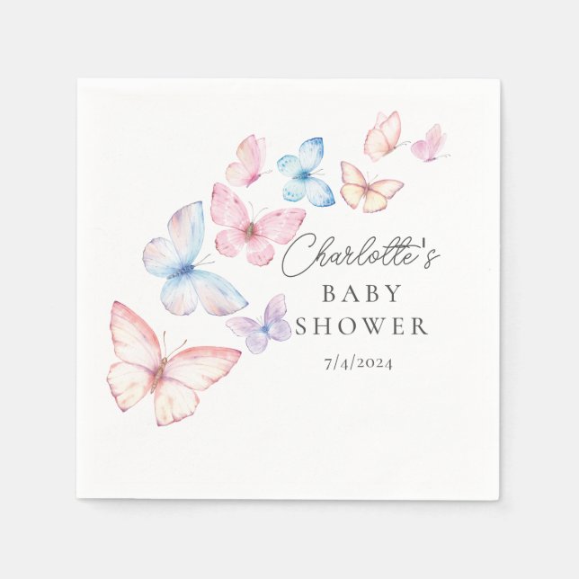 Serviette En Papier Baby shower de papillons Whimsical (Devant)