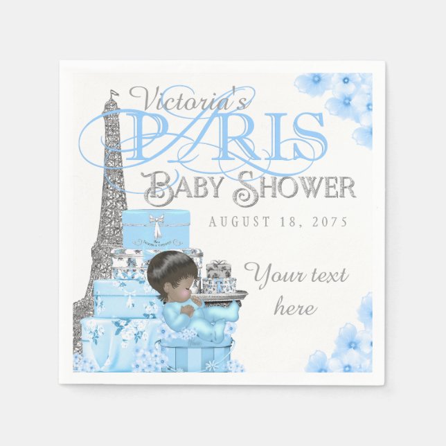 Serviette En Papier Baby shower de Paris Napkins Baby shower ethnique  (Devant)