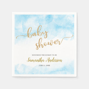 Serviette En Papier Baby shower de Parties scintillant Gold de Blue Wa