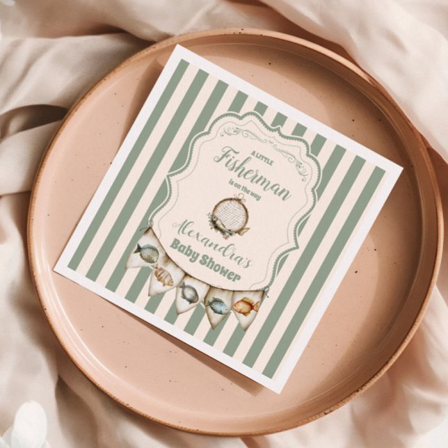 Serviette En Papier Baby shower de pêche de Boho Little Fisherman (Créateur téléchargé)