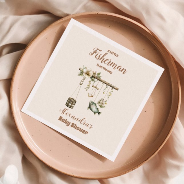 Serviette En Papier Baby shower de pêche extérieur Little Fisherman (Créateur téléchargé)