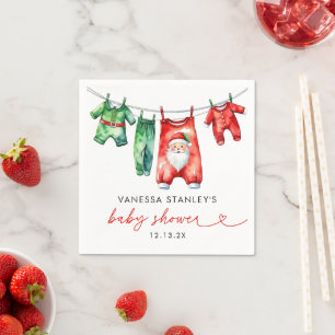 Serviette En Papier Baby shower de Père Noël Red Holly
