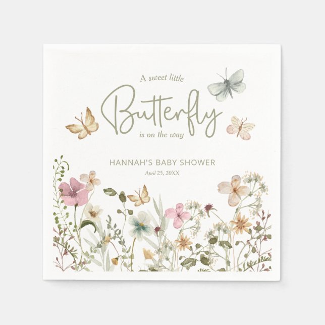 Serviette En Papier Baby shower de petit papillon (Devant)