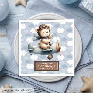 Serviette En Papier Baby shower de pilote d'ours en peluche serviettes