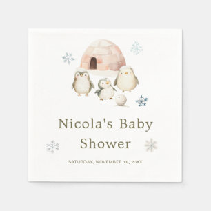 Serviette En Papier Baby shower de pingouins d'hiver