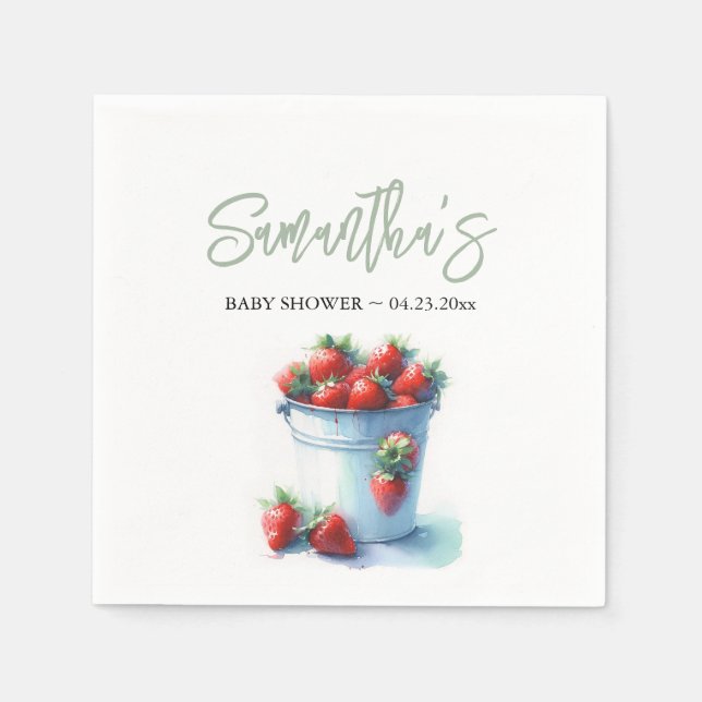 Serviette En Papier Baby shower de pinte aux fraises (Devant)