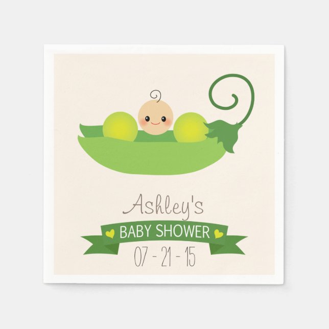 Serviette En Papier Baby shower de pois doux verts (Devant)