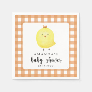 Serviette En Papier Baby shower de poulet aquarelle