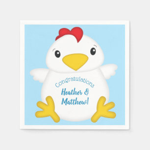 Serviette En Papier Baby shower de poulet bleu